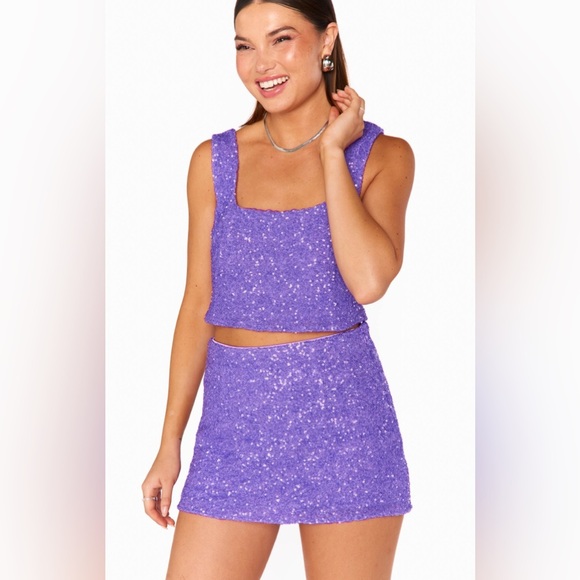 NWT Show Me Your MuMu Tara Crop Top in Violet Sequins Size XXL. - Picture 10 of 14